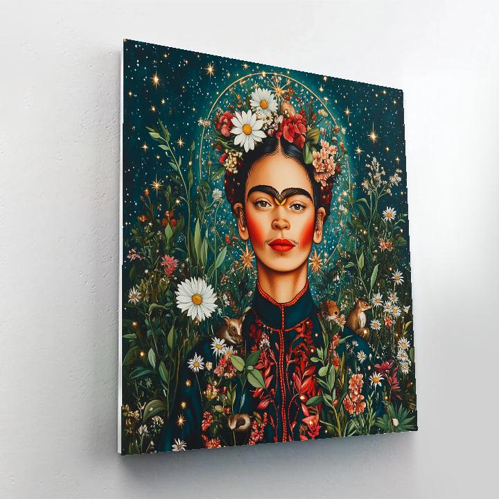 Frida Kahlo Inspired Portrait With Botanical Night Sky painting number kit