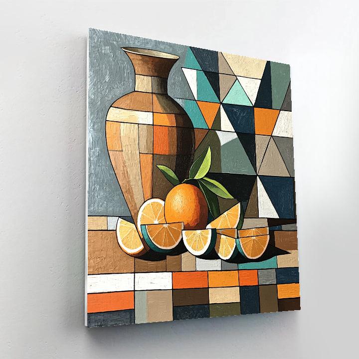 Pablo Picasso Inspired Fractured Citrus And Amphora Still Life Paint by numbers art