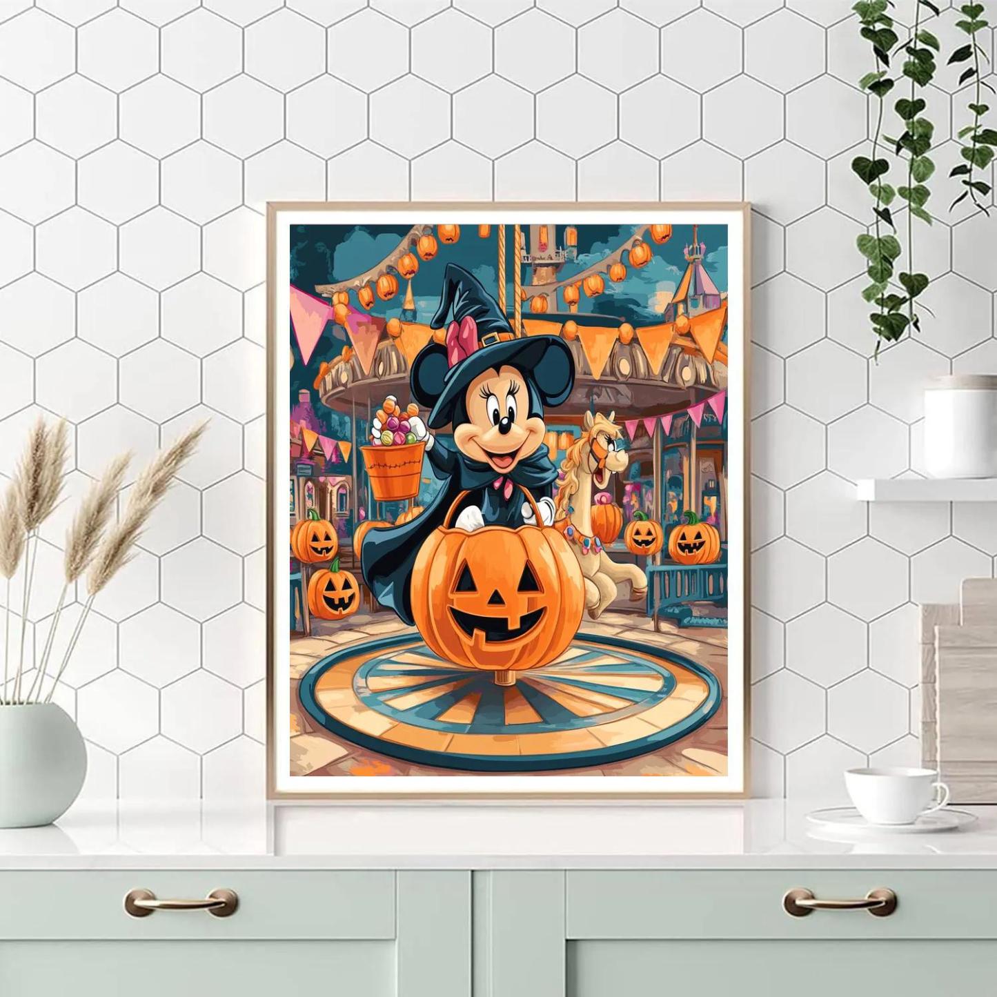 Minnie Mouse Pumpkin Carousel Parade painting number kit
