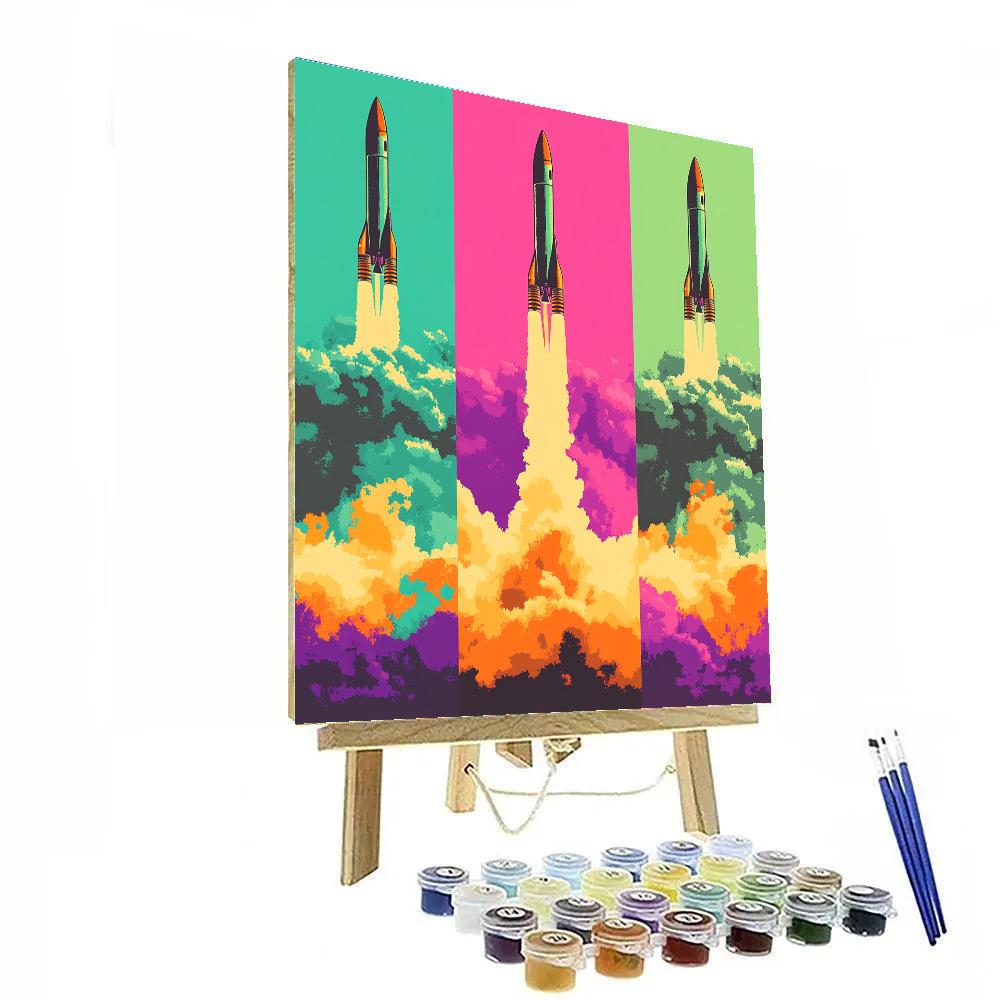 Andy Warhol Inspired Pop Art Retro Rocket Launch DIY paint by numbers