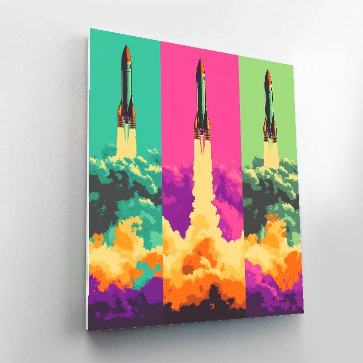 Andy Warhol Inspired Pop Art Retro Rocket Launch DIY paint by numbers
