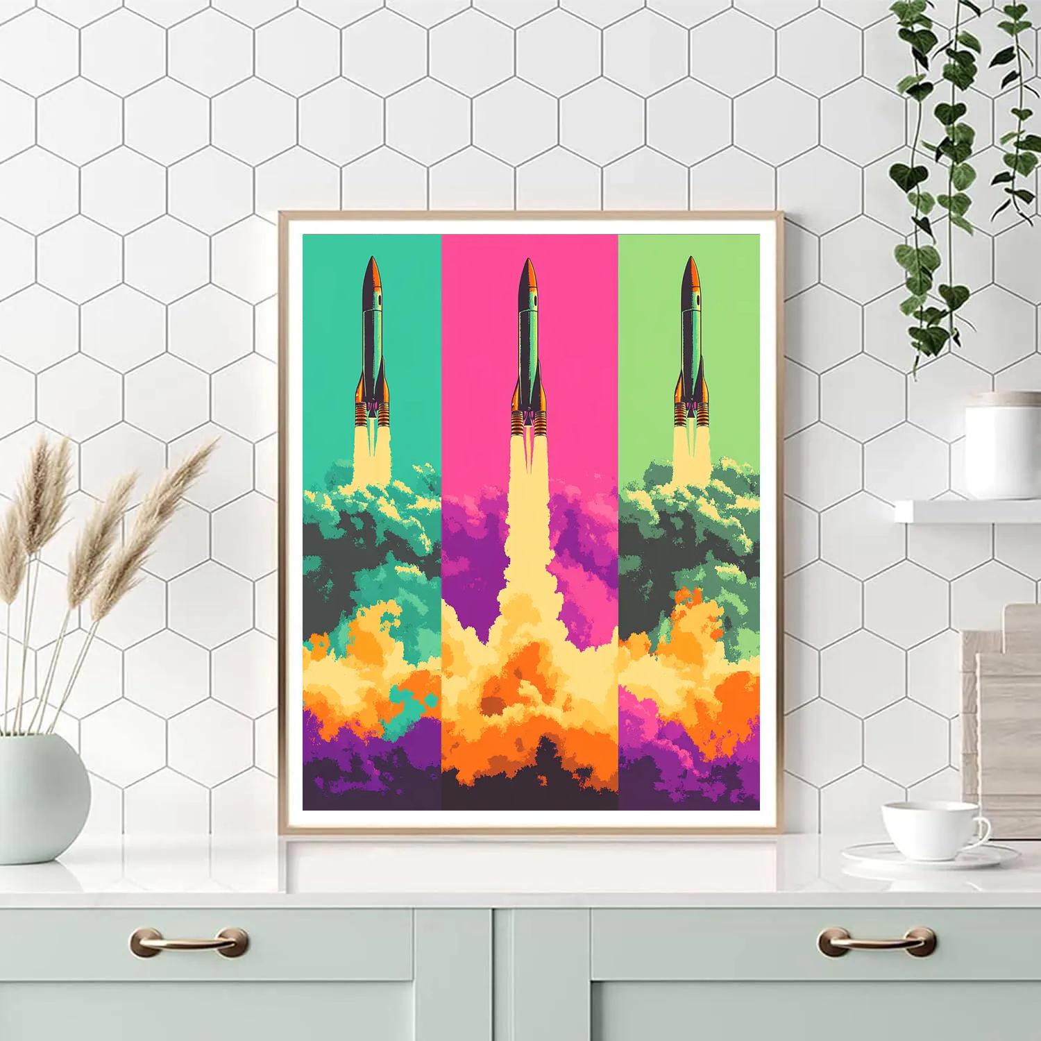 Andy Warhol Inspired Pop Art Retro Rocket Launch DIY paint by numbers