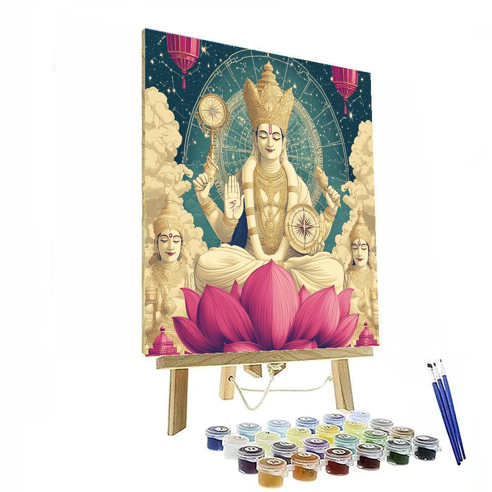 Brahma Lotus Compass Illustration painting number kit