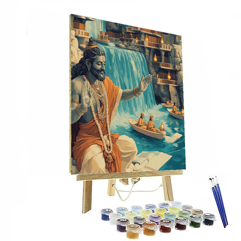 Waterfall Library With Brahma Scribes paint by numbers