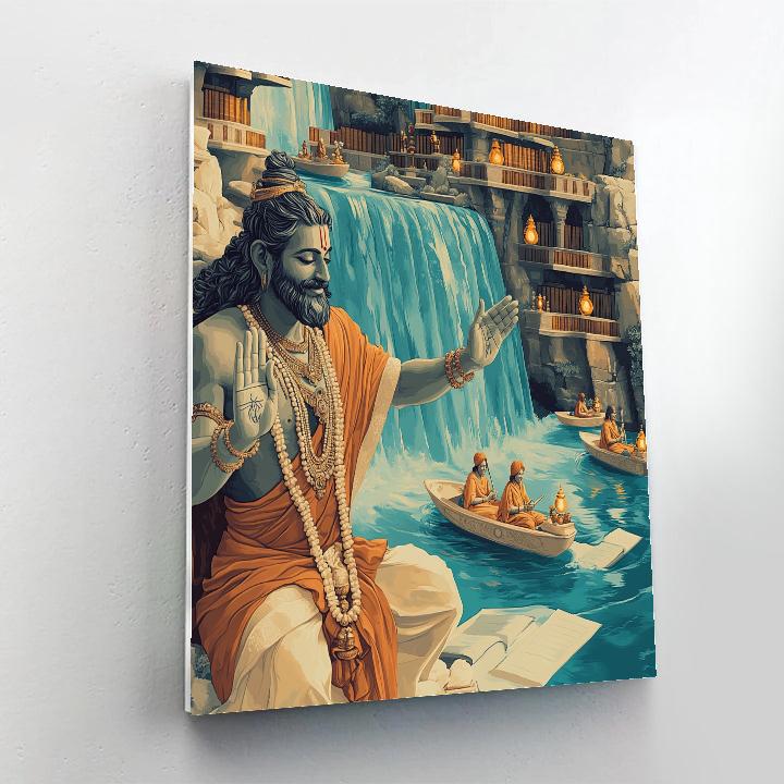 Waterfall Library With Brahma Scribes paint by numbers