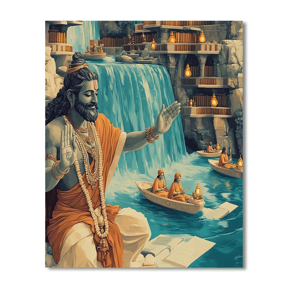 Waterfall Library With Brahma Scribes paint by numbers