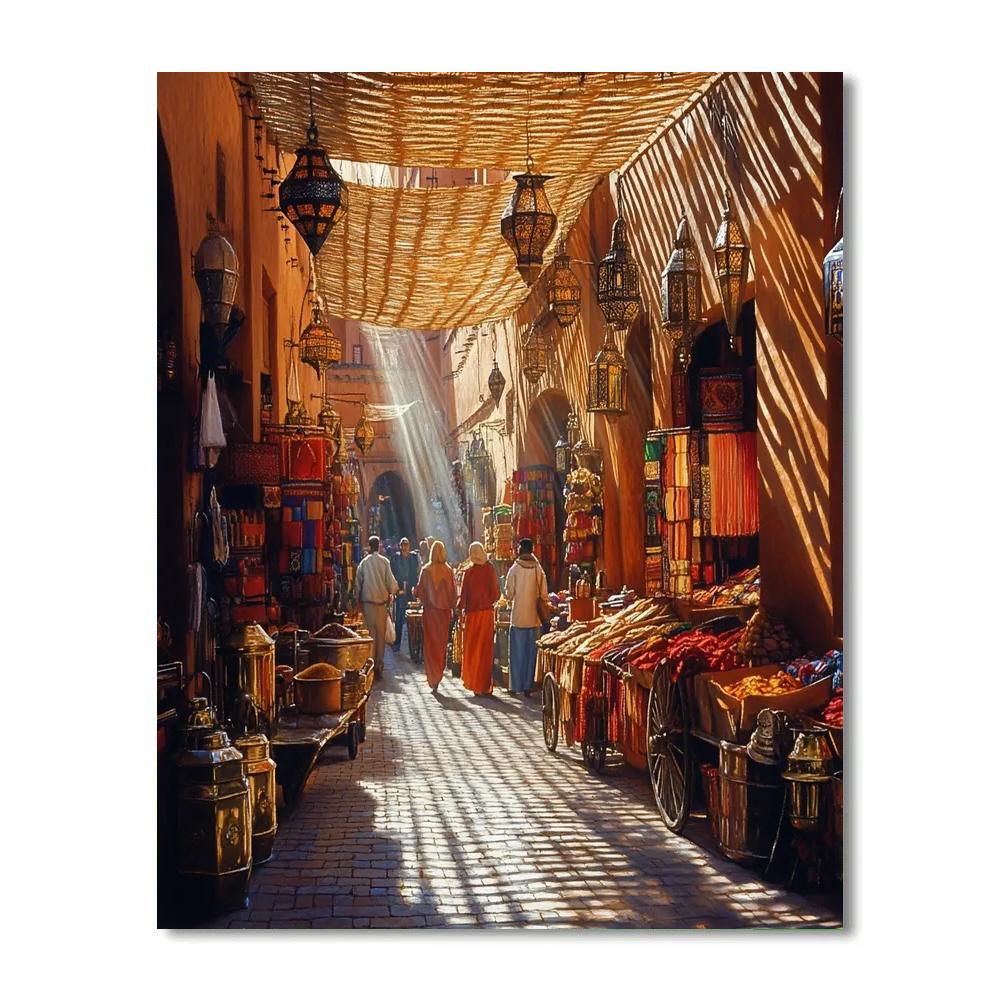 Winding Lanes Of The Marrakech Souk Streets Marrakech Morocco Numbered painting kits