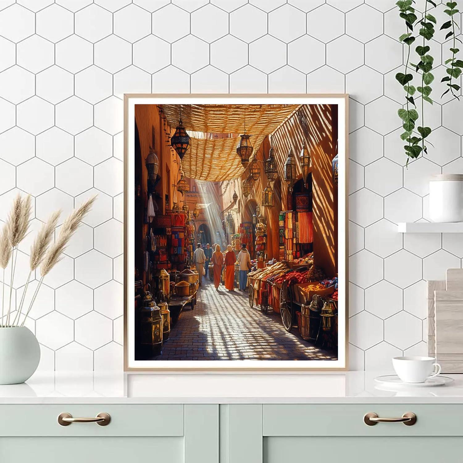 Winding Lanes Of The Marrakech Souk Streets Marrakech Morocco Numbered painting kits