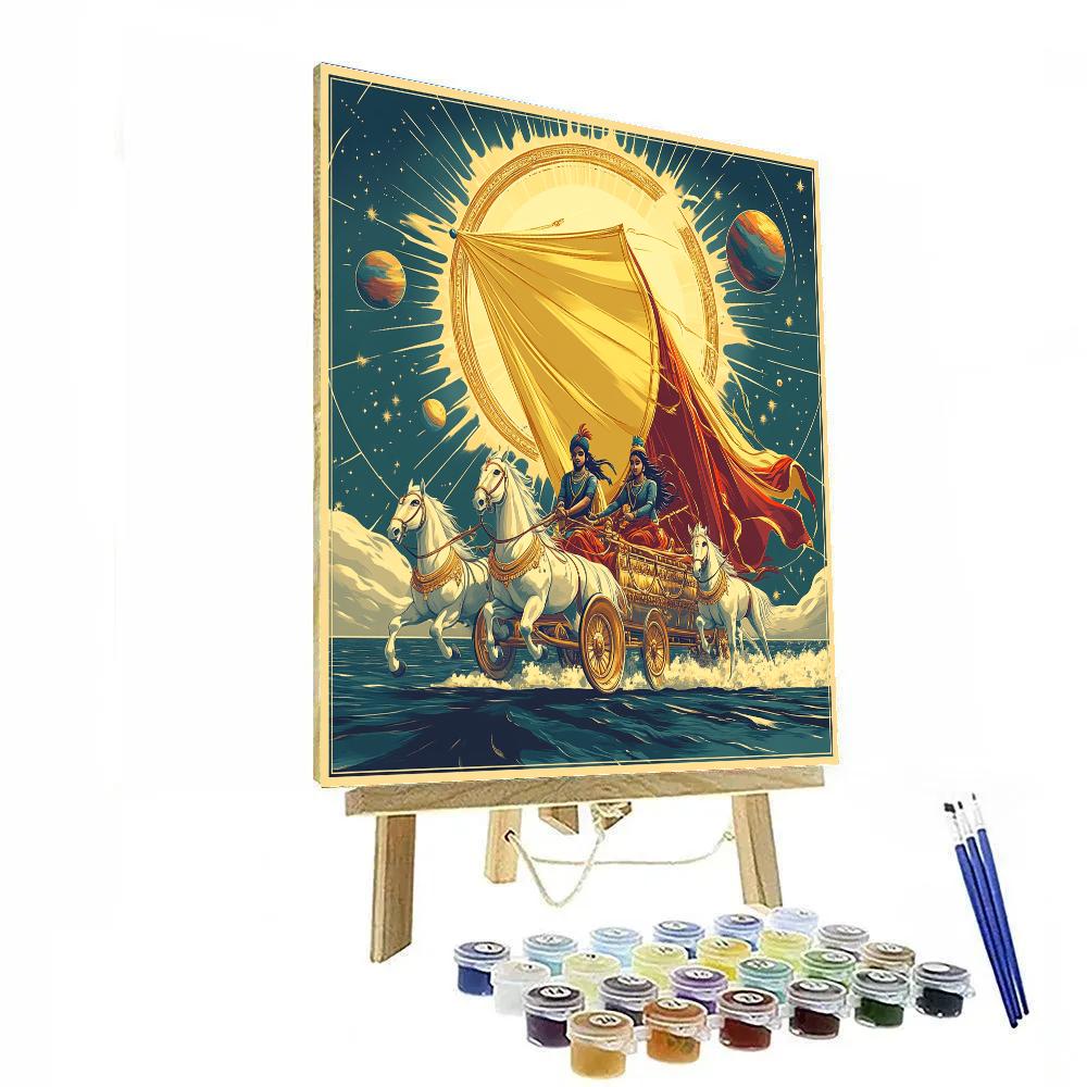 Krishna And Arjuna On A Solar Sail Chariot Paint by numbers kits
