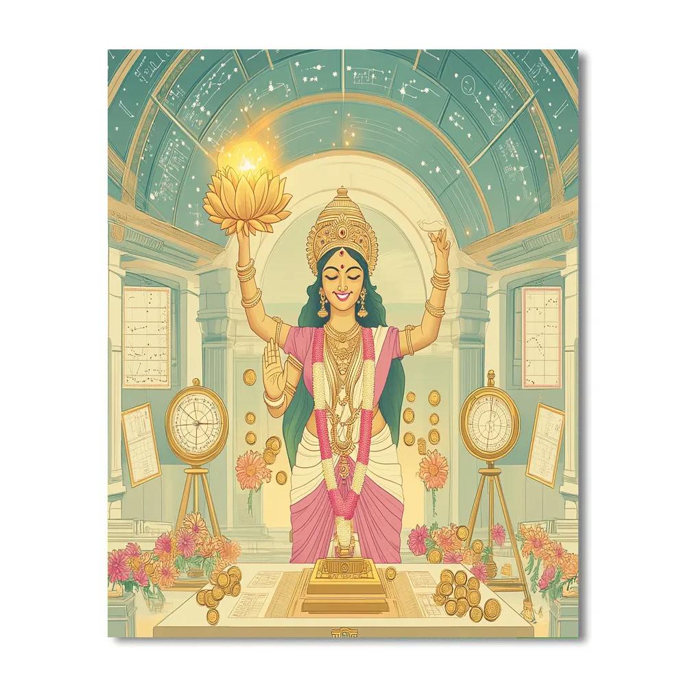 Lotus Observatory With Lakshmi At Dawn Numbered painting kits