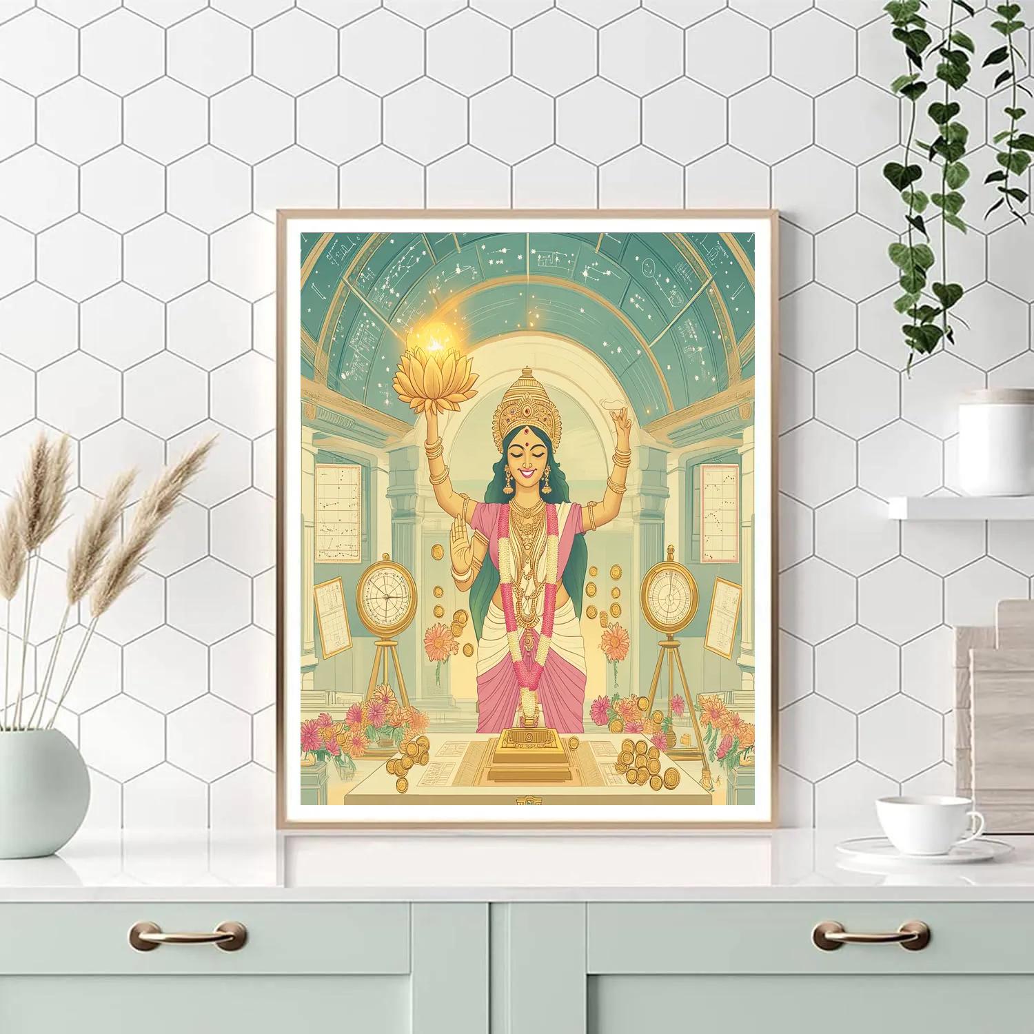Lotus Observatory With Lakshmi At Dawn Numbered painting kits