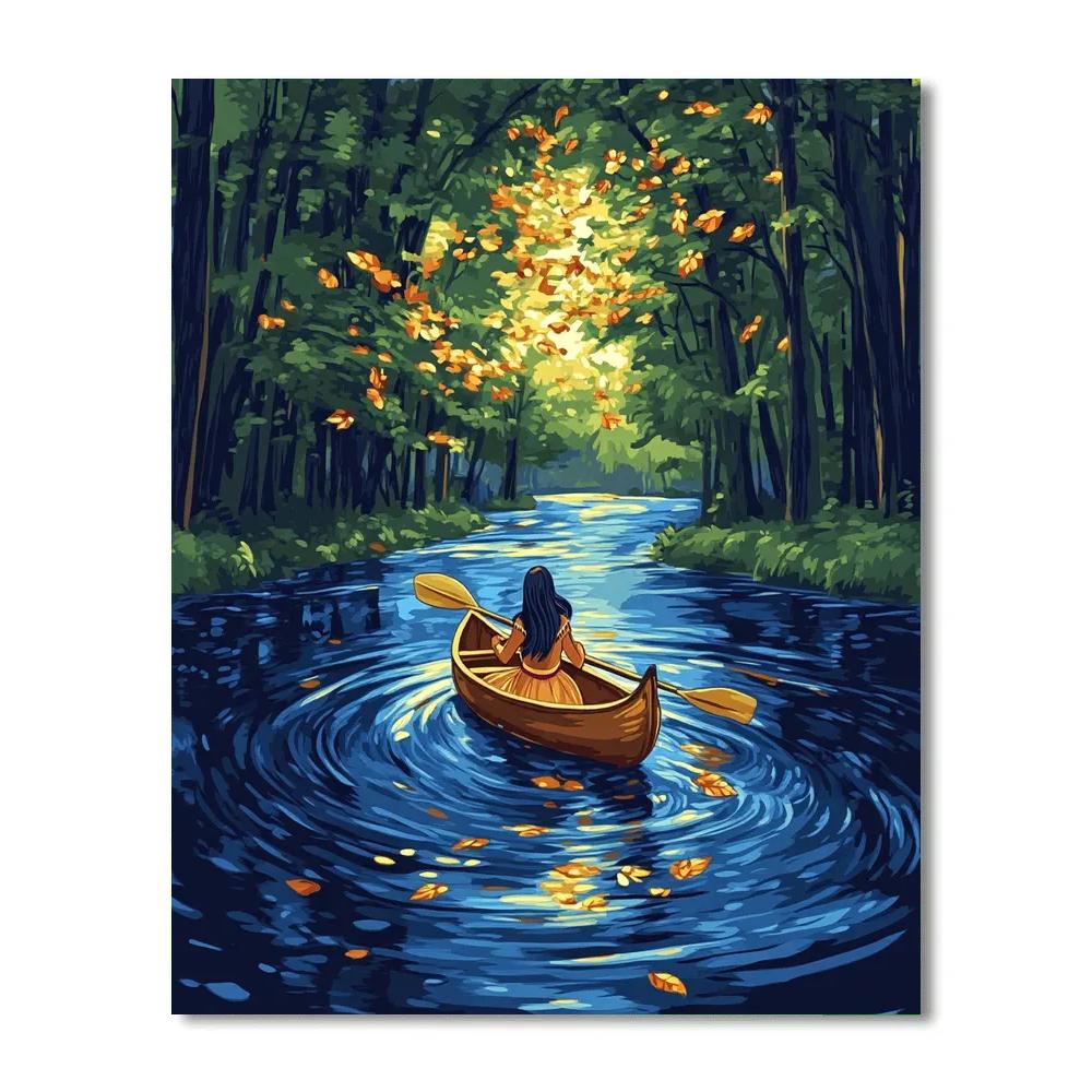 Pocahontas River Canoe Breeze Disney Inspired paint by color