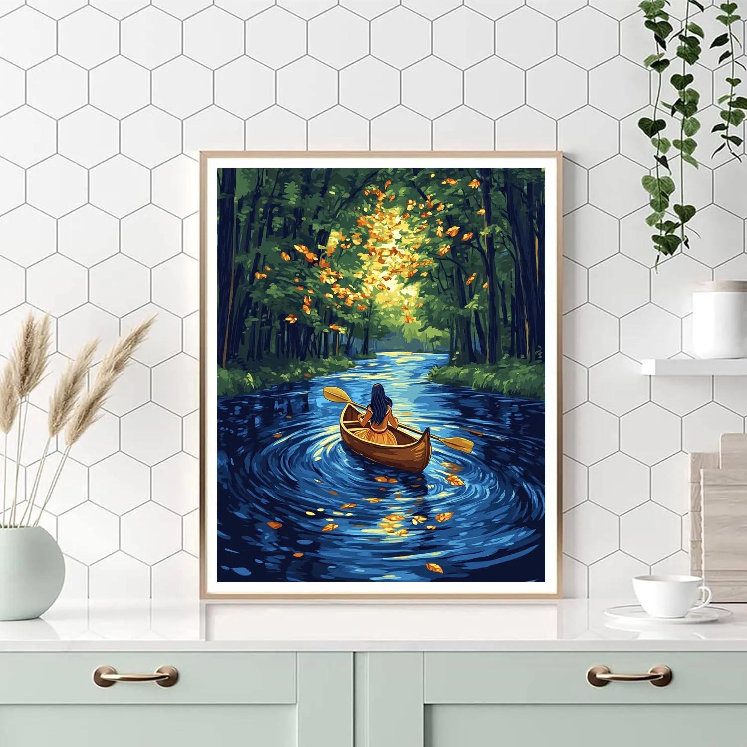 Pocahontas River Canoe Breeze Disney Inspired paint by color