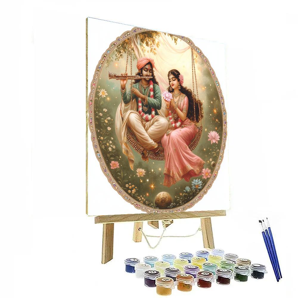 Radha Krishna In A Comet Garden Swing paint by numbers