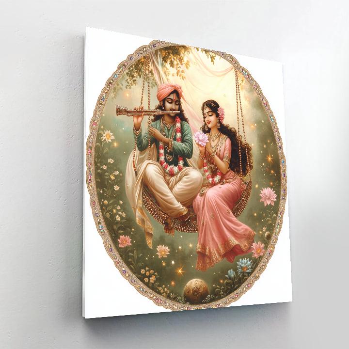 Radha Krishna In A Comet Garden Swing paint by numbers