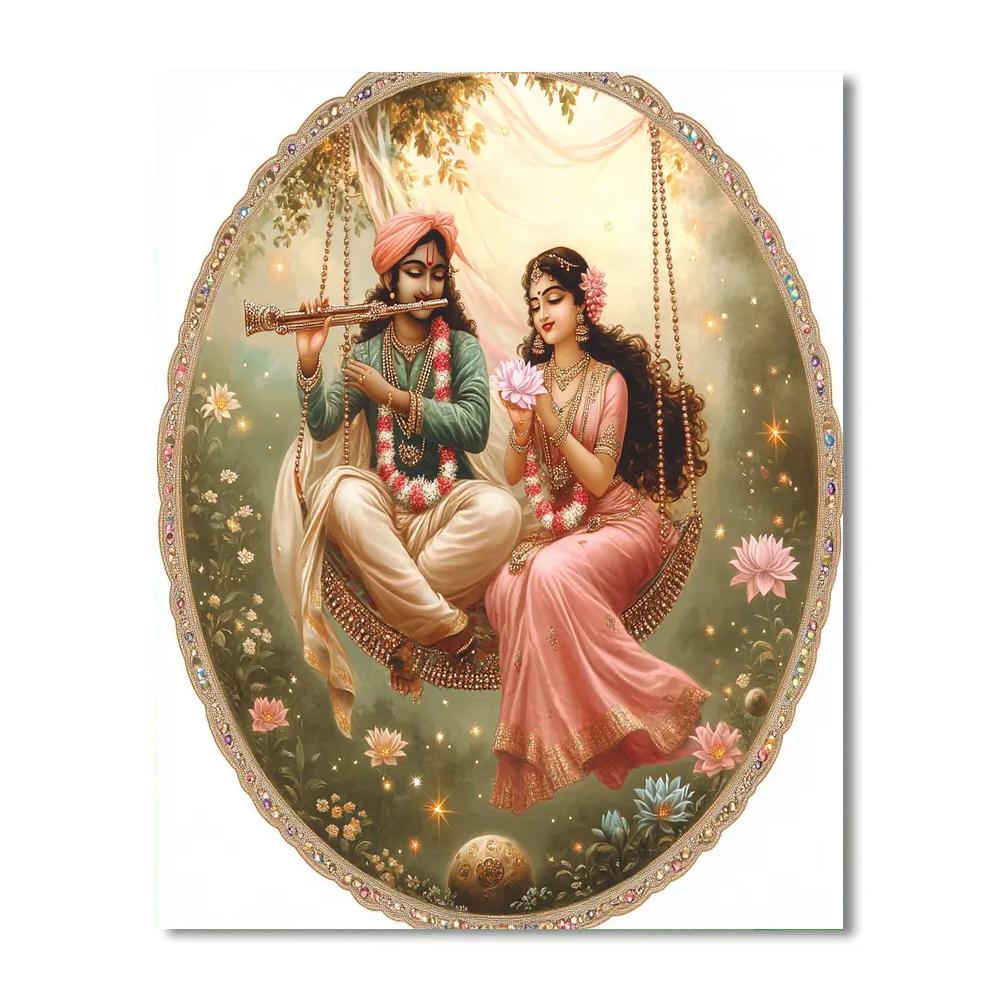 Radha Krishna In A Comet Garden Swing paint by numbers