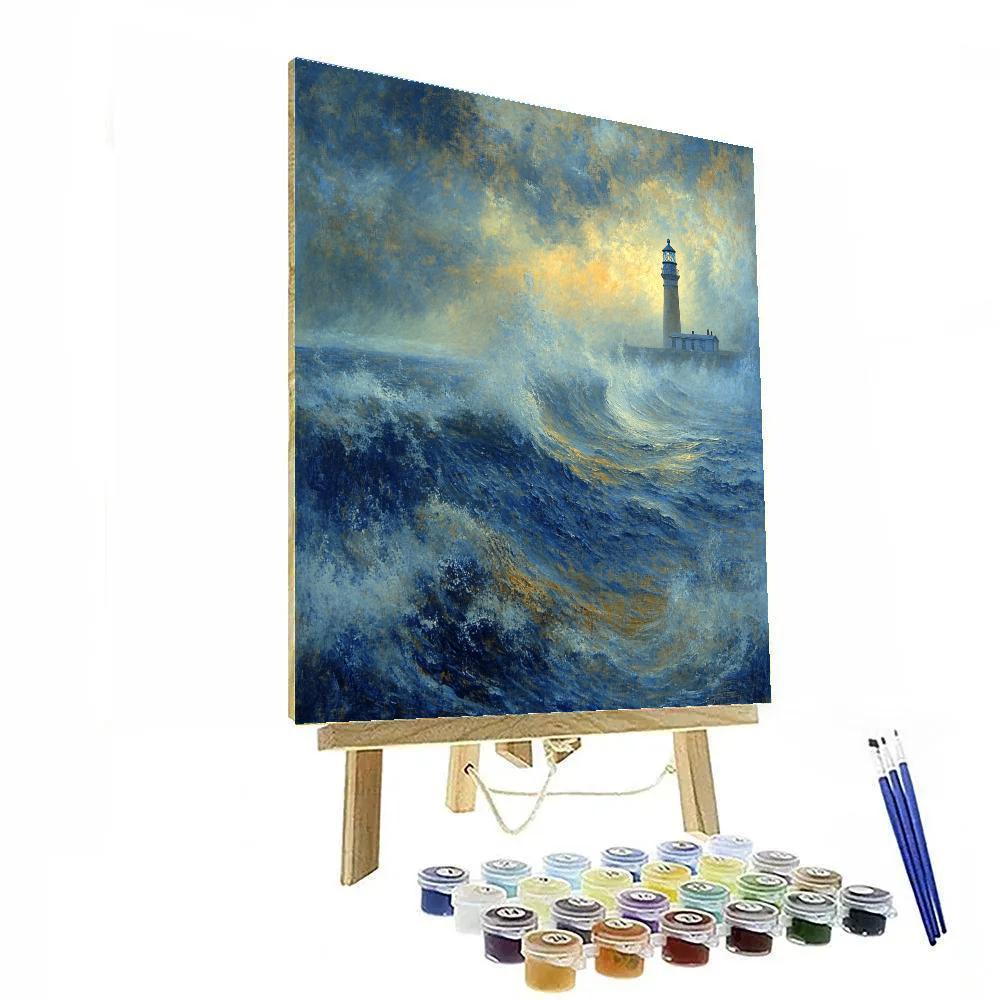 JMW Turner Inspired Lighthouse In Wild Sea Mist paint by number