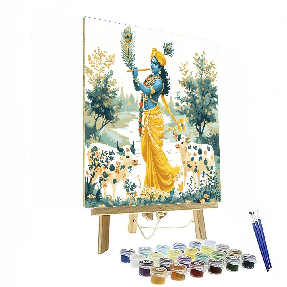 Krishna Guiding The Cowherd Drones Of Vrindavan Numbered painting kits