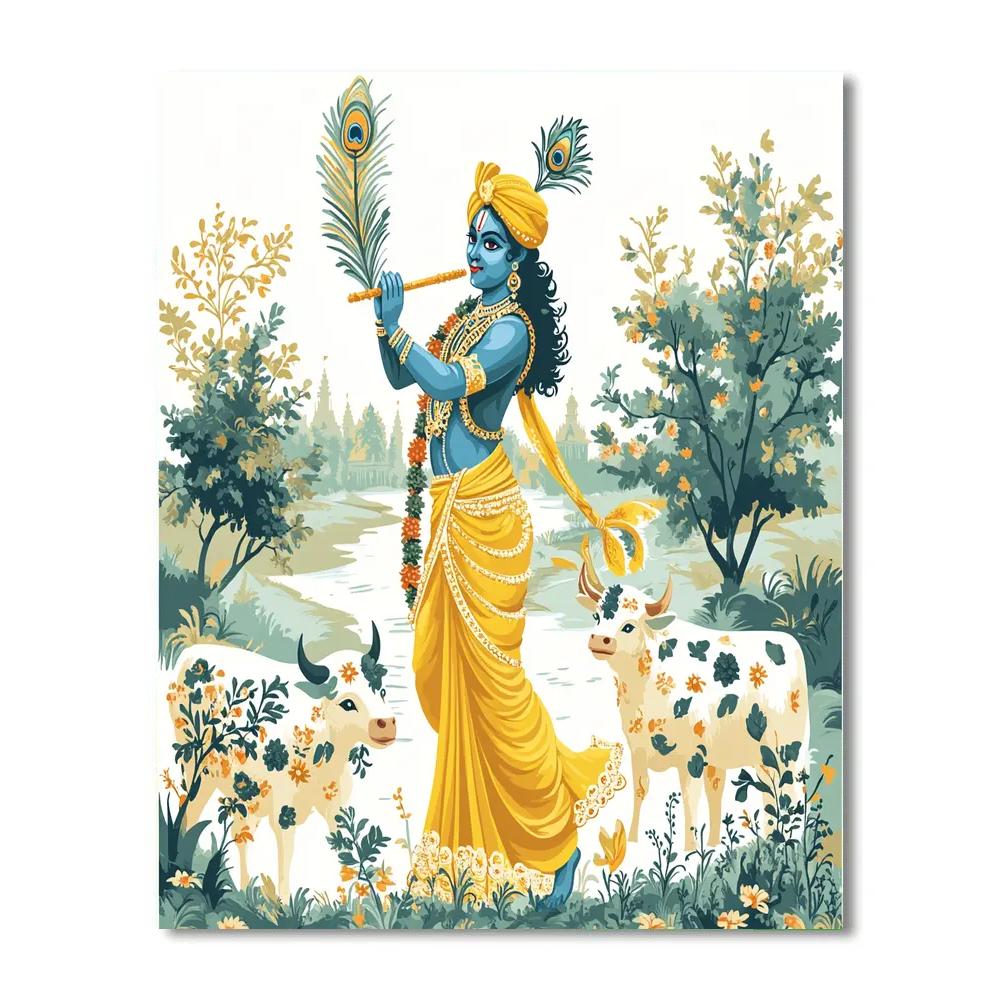 Krishna Guiding The Cowherd Drones Of Vrindavan Numbered painting kits