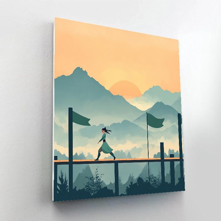 Mulan Mountain Training Sunrise Disney Inspired paint by number
