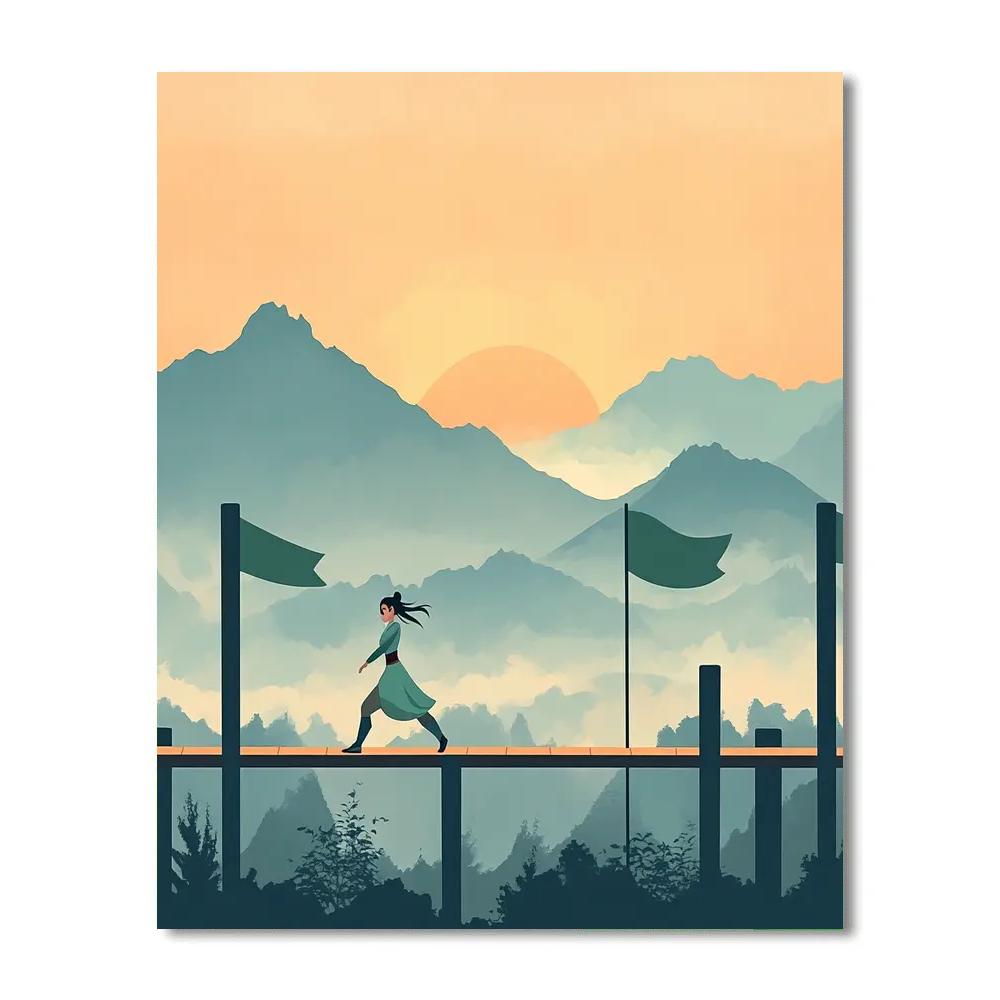 Mulan Mountain Training Sunrise Disney Inspired paint by number