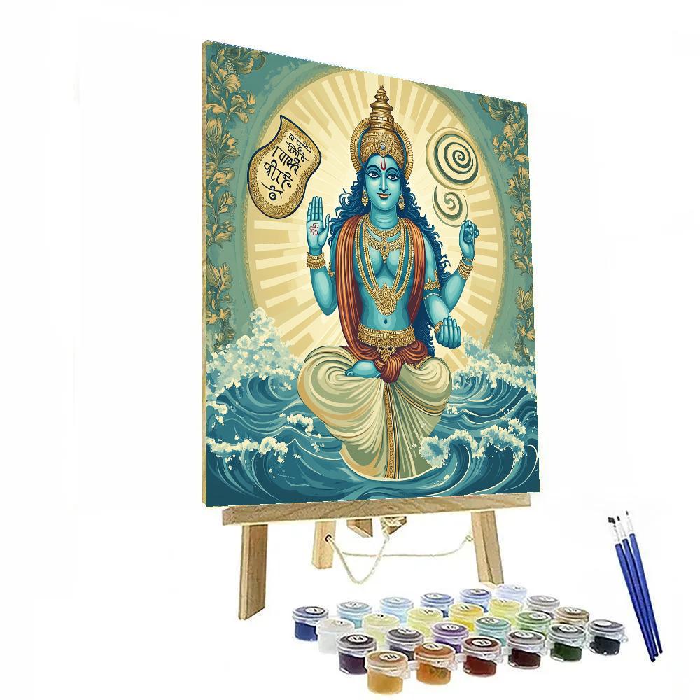 Vishnu Calms The Storm Of Cosmic Letters Number painting