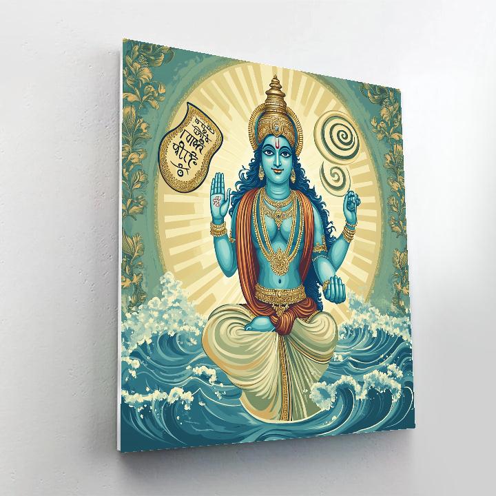 Vishnu Calms The Storm Of Cosmic Letters Number painting