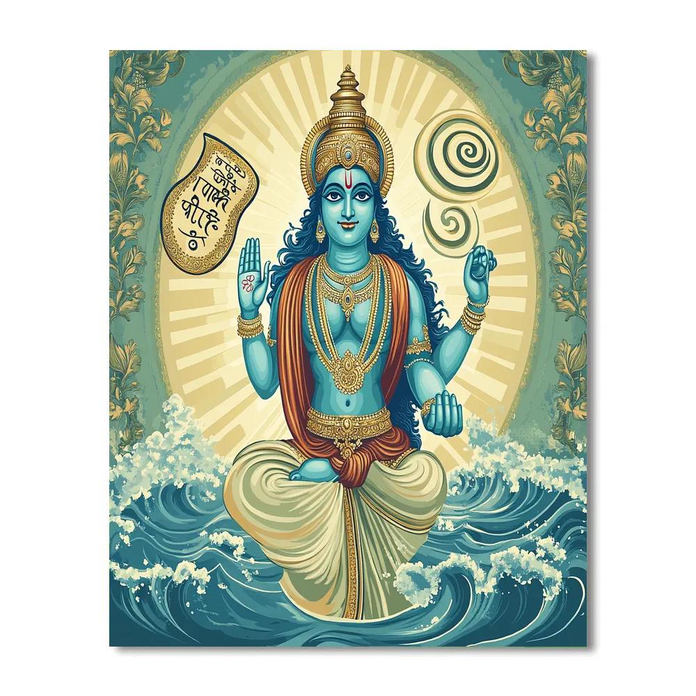 Vishnu Calms The Storm Of Cosmic Letters Number painting