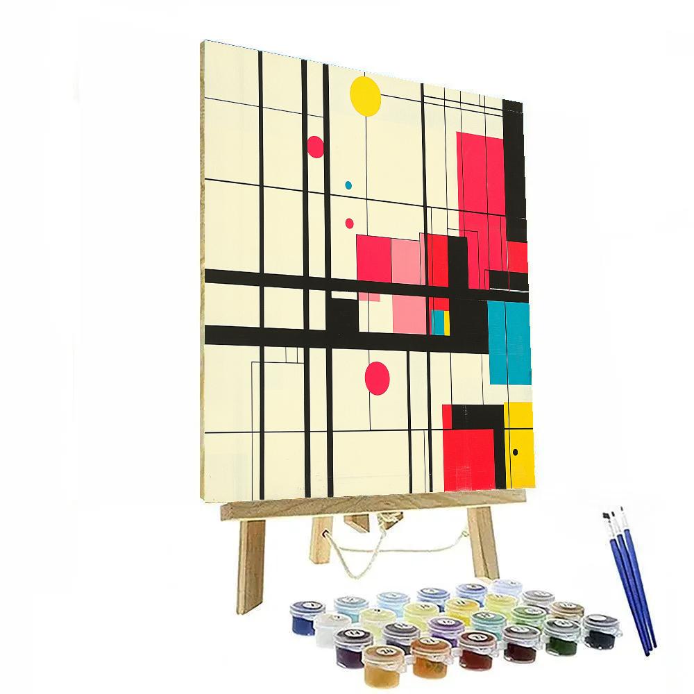 Piet Mondrian Inspired City Grid With Neon Streets Painting by numbers kit