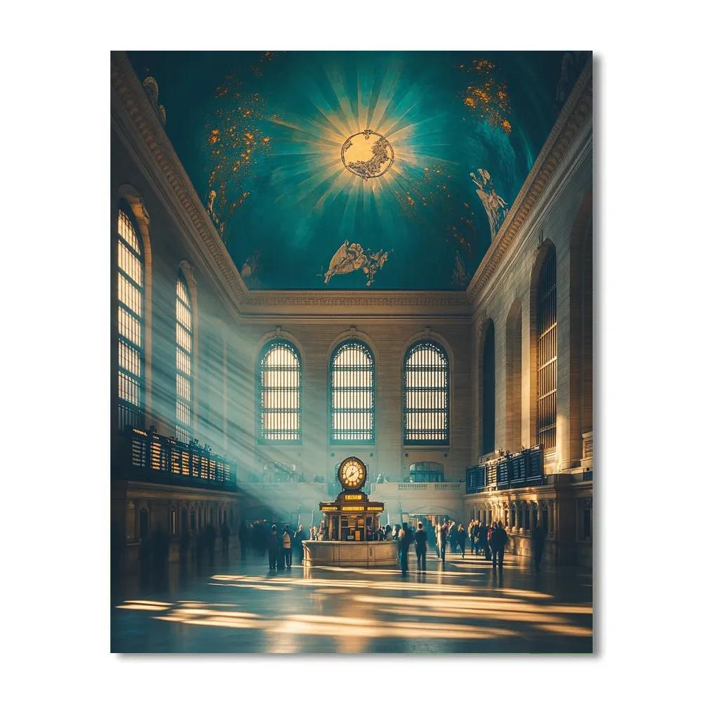 Glass Roof Light At The Grand Central Terminal Main Concourse New York City United States Painting by numbers kit