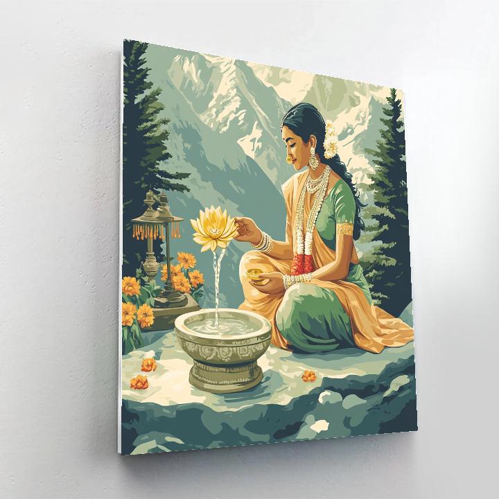 Mountain Spring Offering With Parvati At Dawn painting number kit