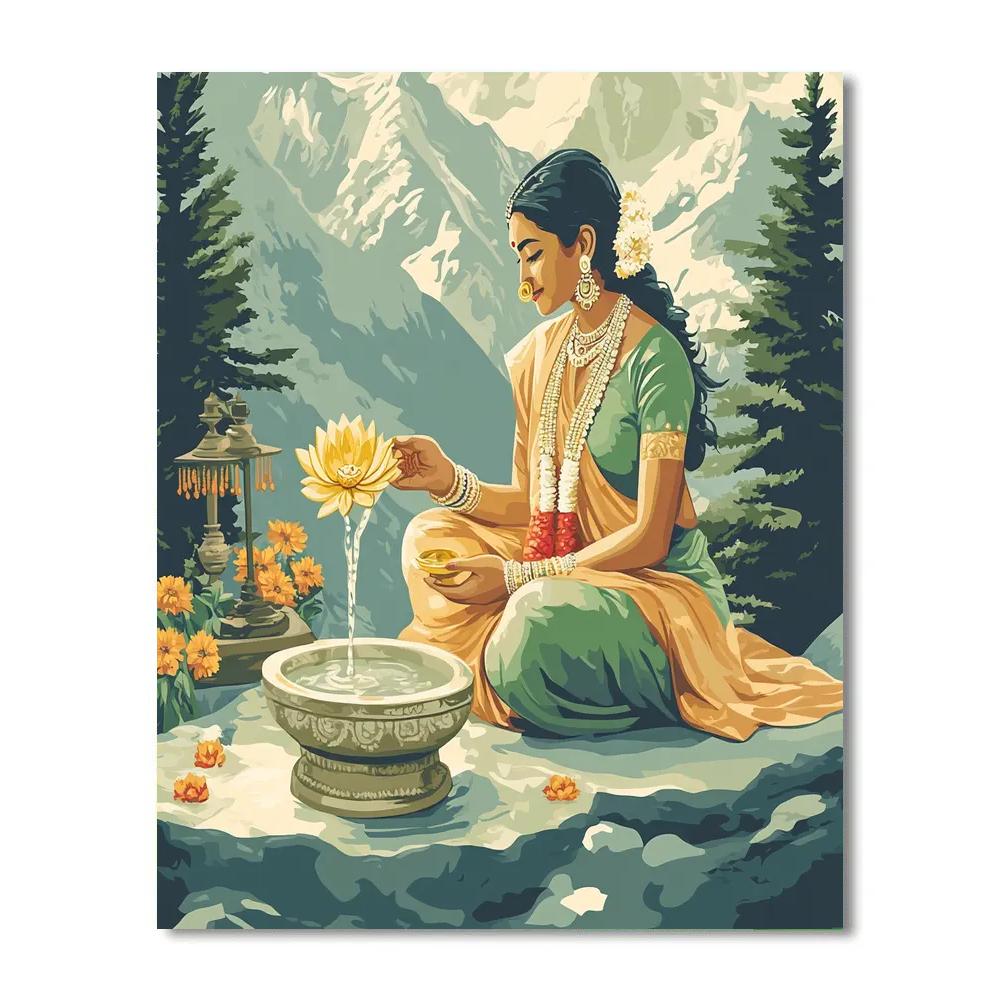 Mountain Spring Offering With Parvati At Dawn painting number kit