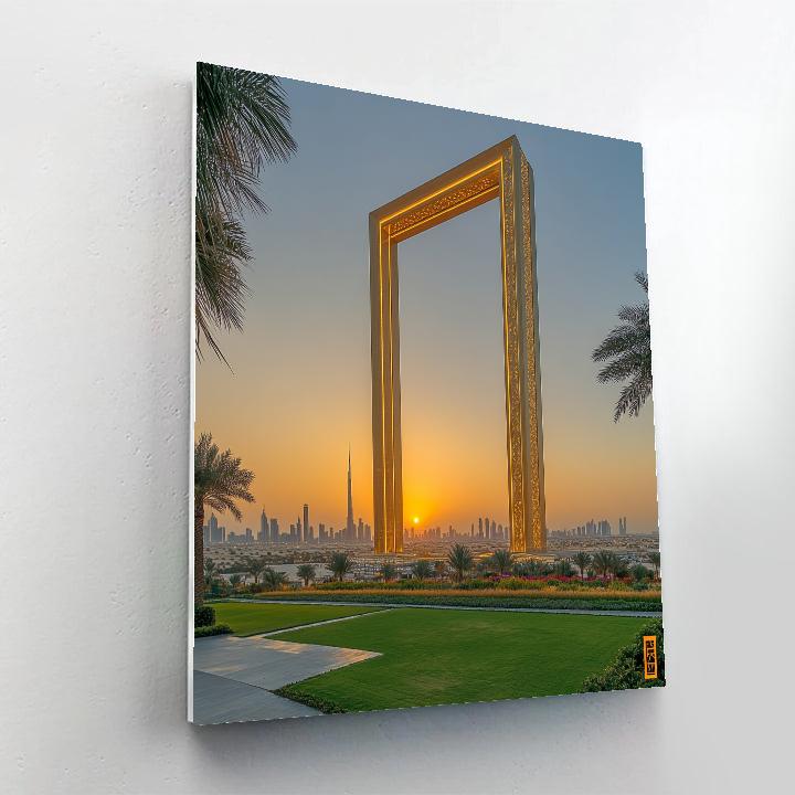 Desert Edge Skyline At The Dubai Frame Dubai United Arab Emirates paint by color