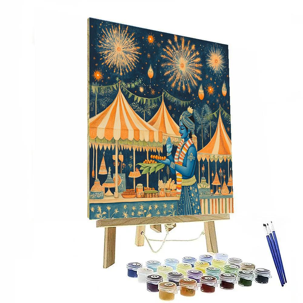 Krishna Serving Prasad At A Meteor Shower Fair DIY paint by numbers