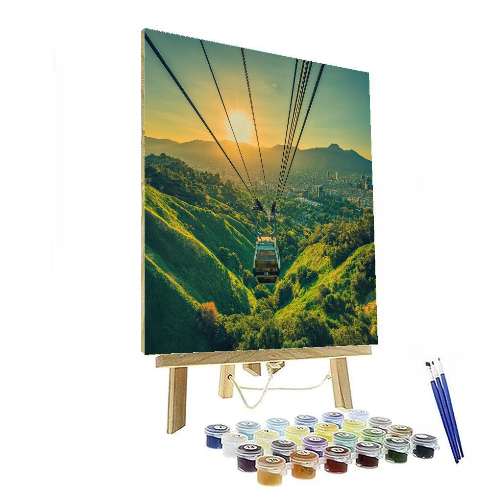 Cable Car Over The Hills At Parque Metropolitano Santiago Chile Numbered painting kits