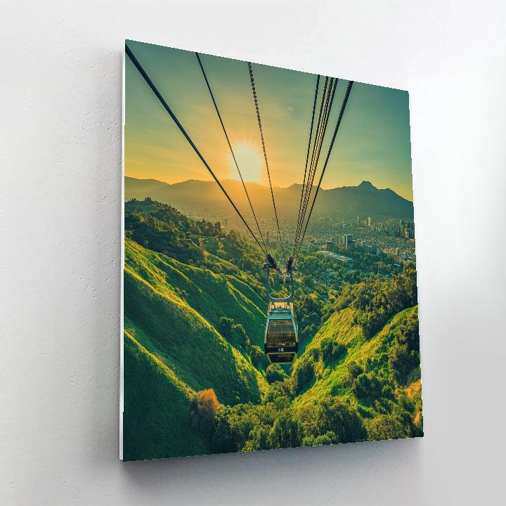 Cable Car Over The Hills At Parque Metropolitano Santiago Chile Numbered painting kits