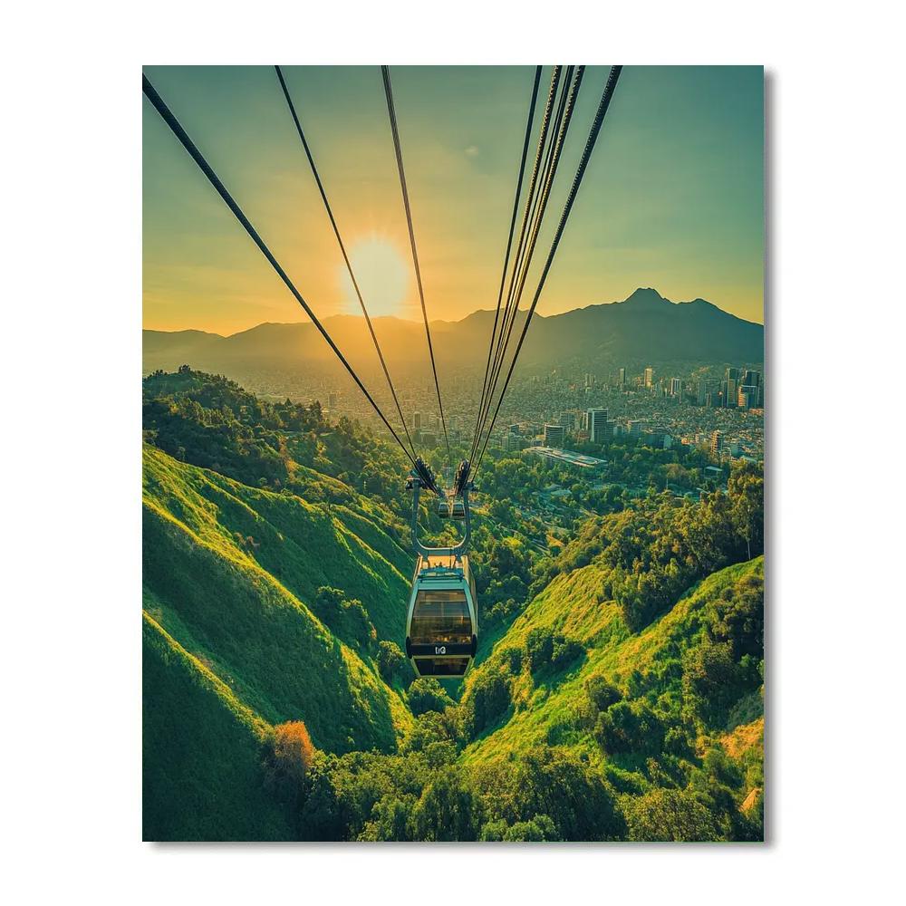 Cable Car Over The Hills At Parque Metropolitano Santiago Chile Numbered painting kits