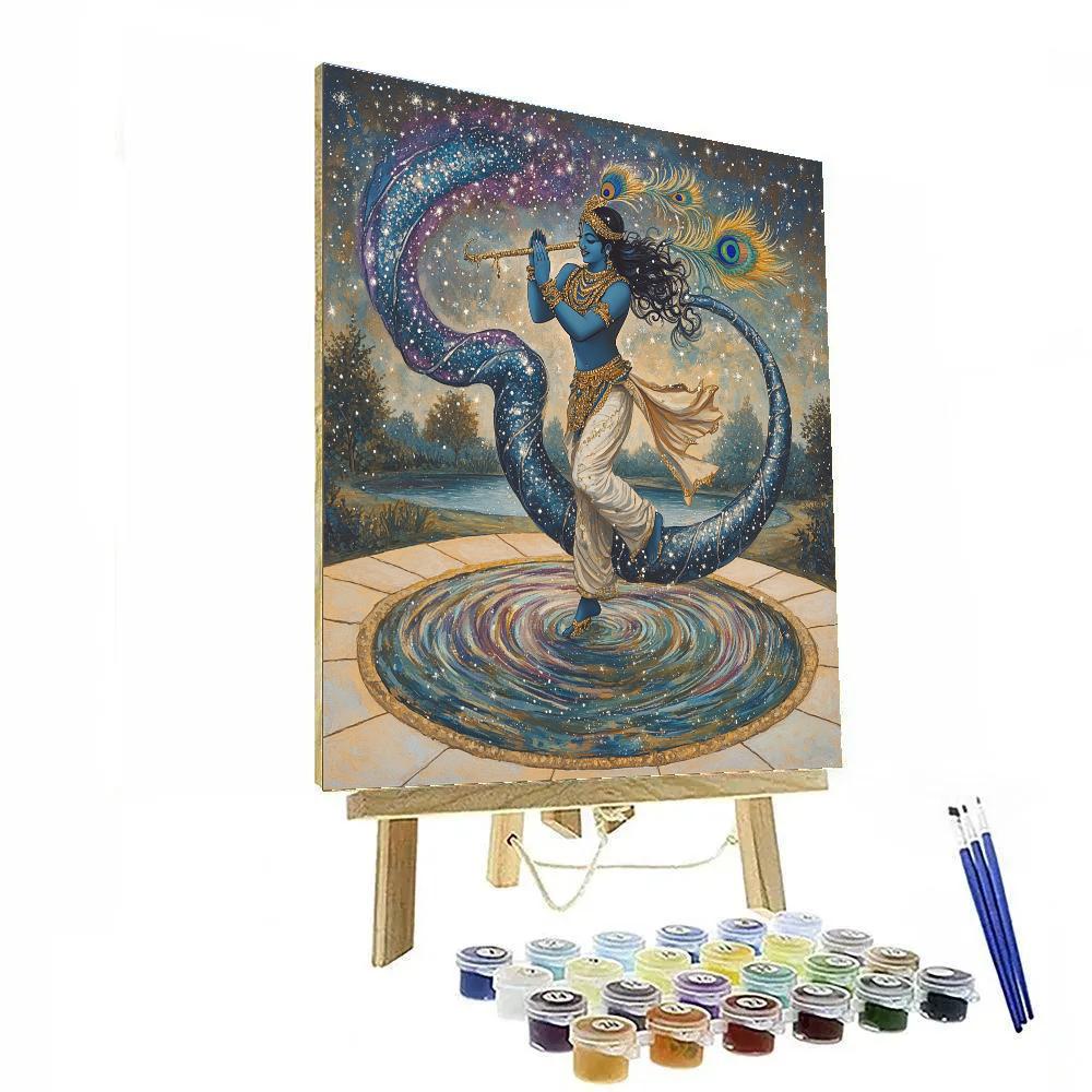 Krishna And The Serpent Kaliya As A Nebula Ribbon Paint by numbers kits