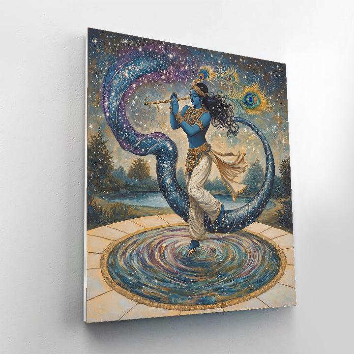 Krishna And The Serpent Kaliya As A Nebula Ribbon Paint by numbers kits
