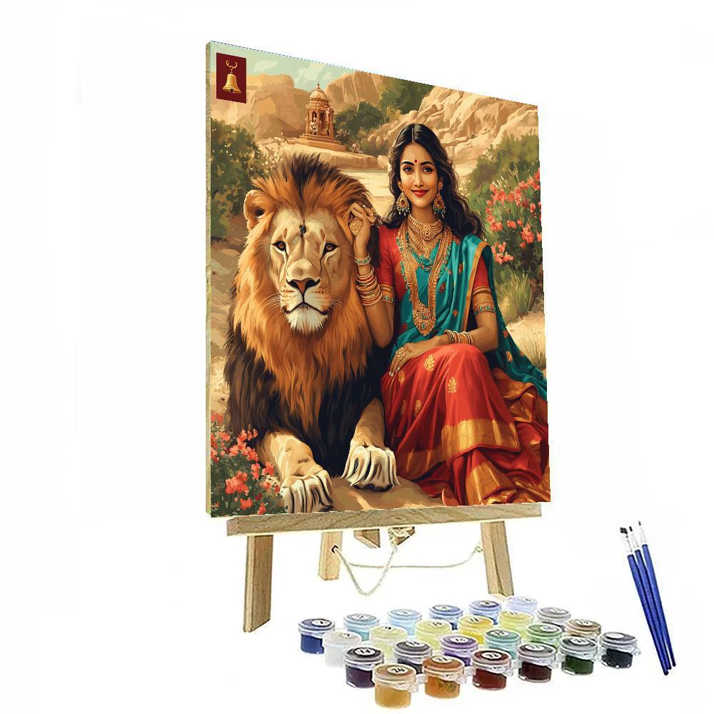 Parvati With The Lion Of Golden Calm painting number kit