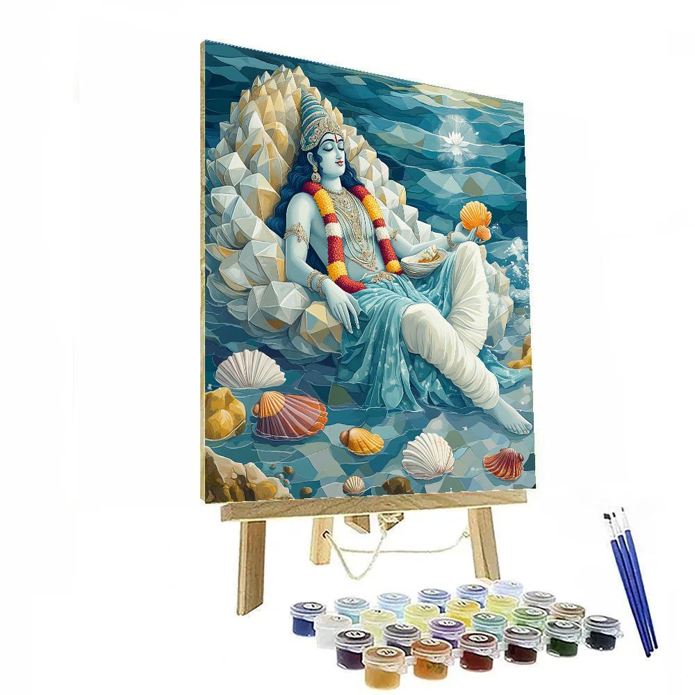 Vishnu Rests On Shesha In A Crystal Tidepool Number painting