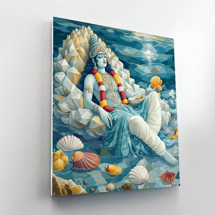 Vishnu Rests On Shesha In A Crystal Tidepool Number painting