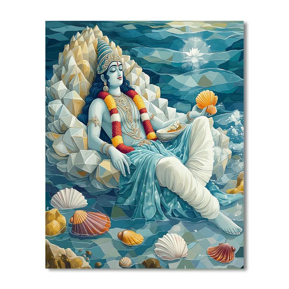Vishnu Rests On Shesha In A Crystal Tidepool Number painting
