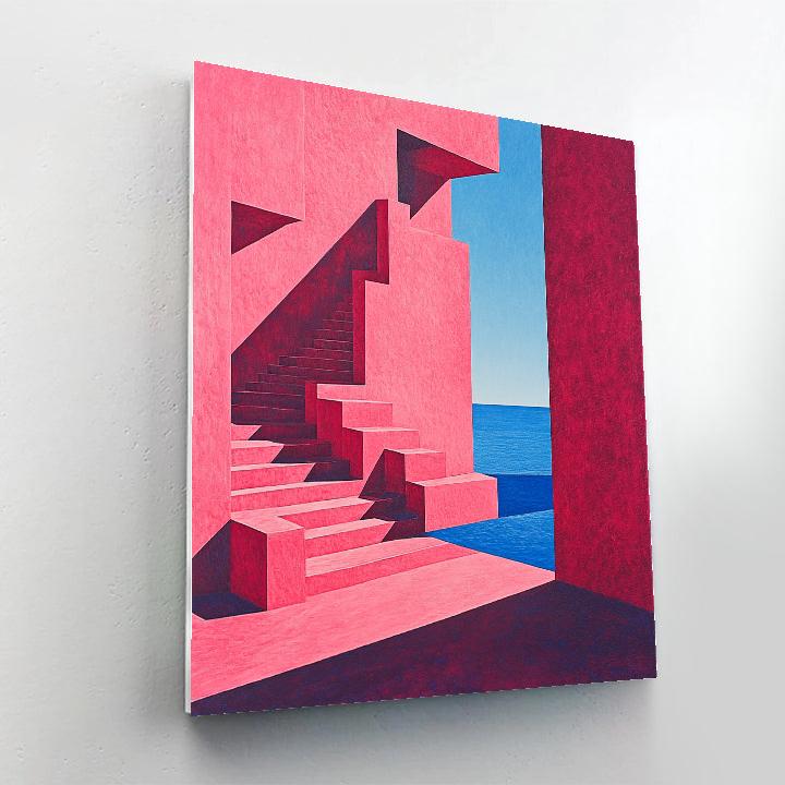 Color Block Staircase At La Muralla Roja Calpe Spain painting number kit