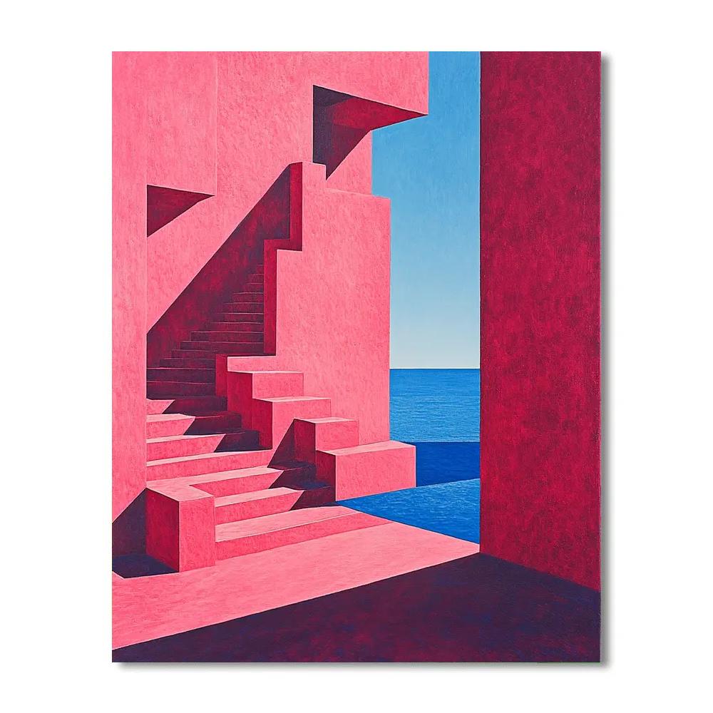 Color Block Staircase At La Muralla Roja Calpe Spain painting number kit