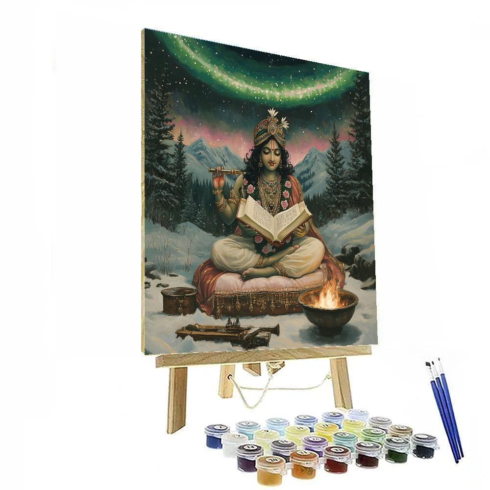 Krishna Reading The Bhagavata Under Aurora Canopy DIY paint by numbers