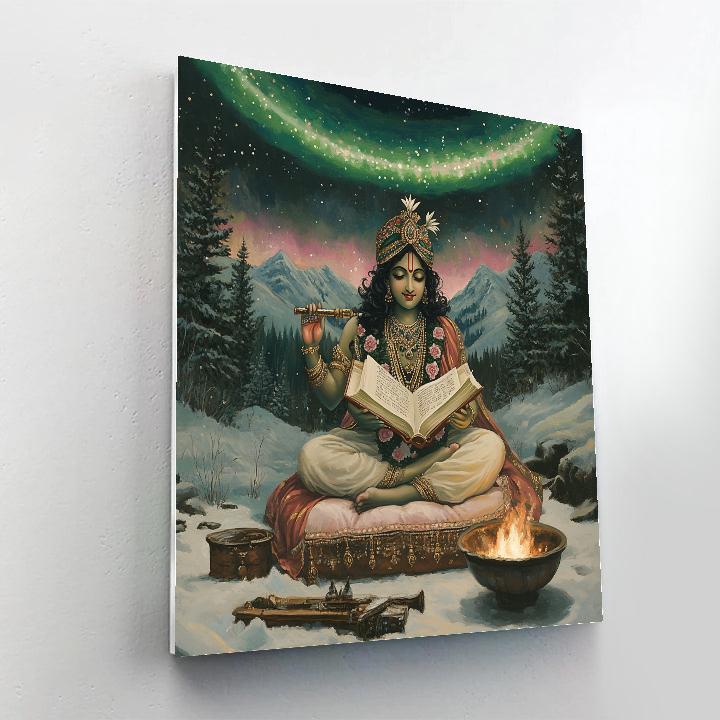 Krishna Reading The Bhagavata Under Aurora Canopy DIY paint by numbers