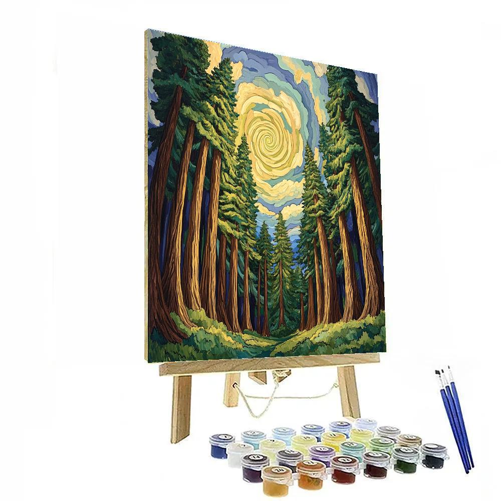 Emily Carr Inspired Cathedral Cedar Vortex DIY paint by numbers