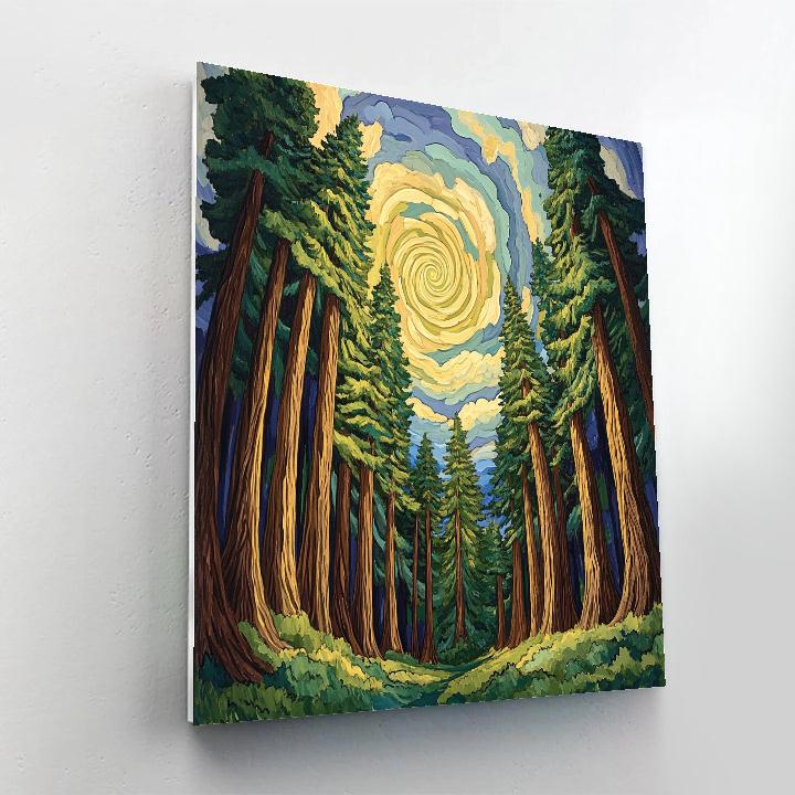 Emily Carr Inspired Cathedral Cedar Vortex DIY paint by numbers
