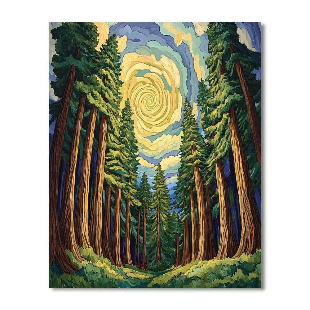 Emily Carr Inspired Cathedral Cedar Vortex DIY paint by numbers